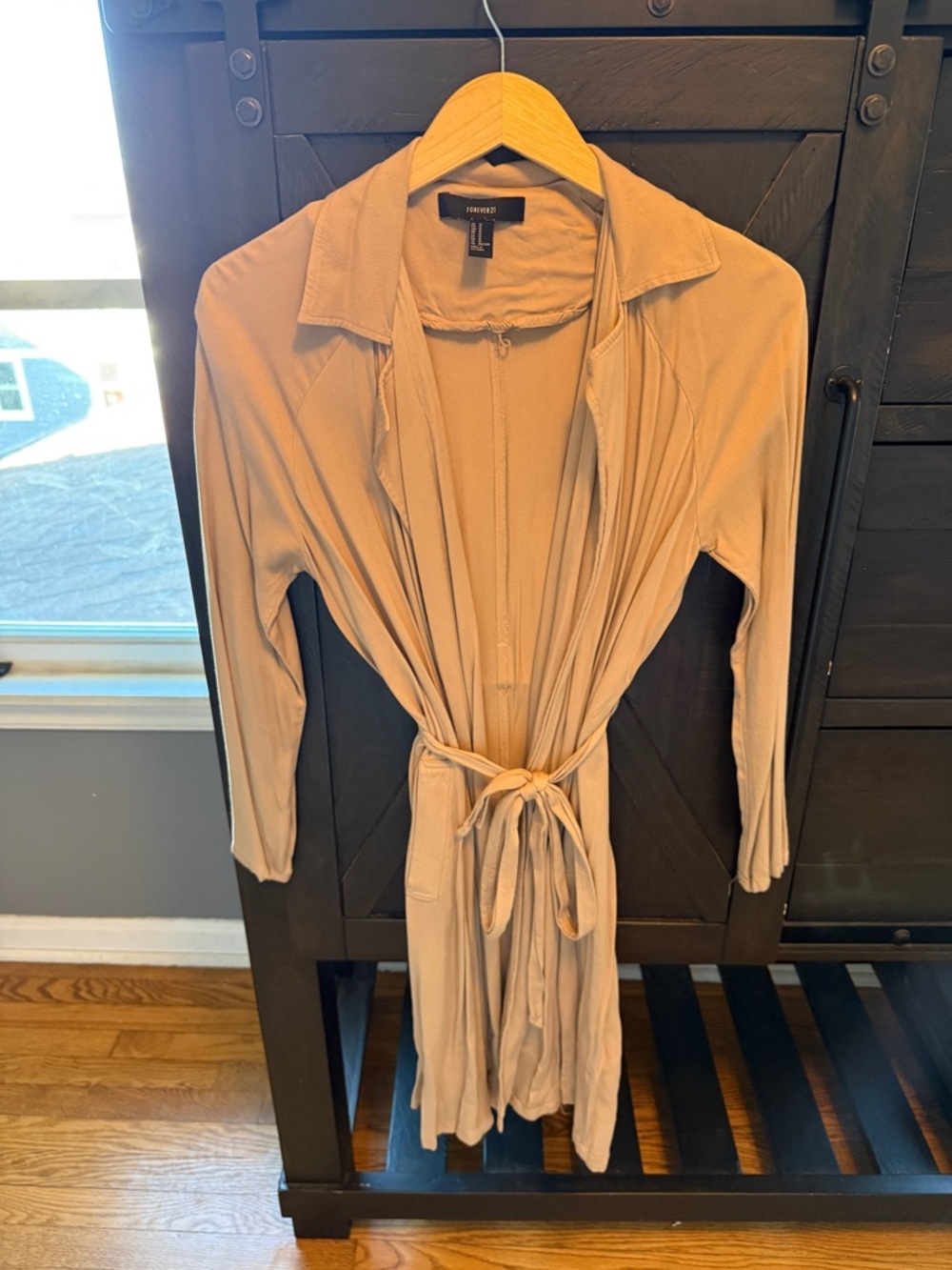 Forever 21 Mauve Tie-Waist Longline Cardigan